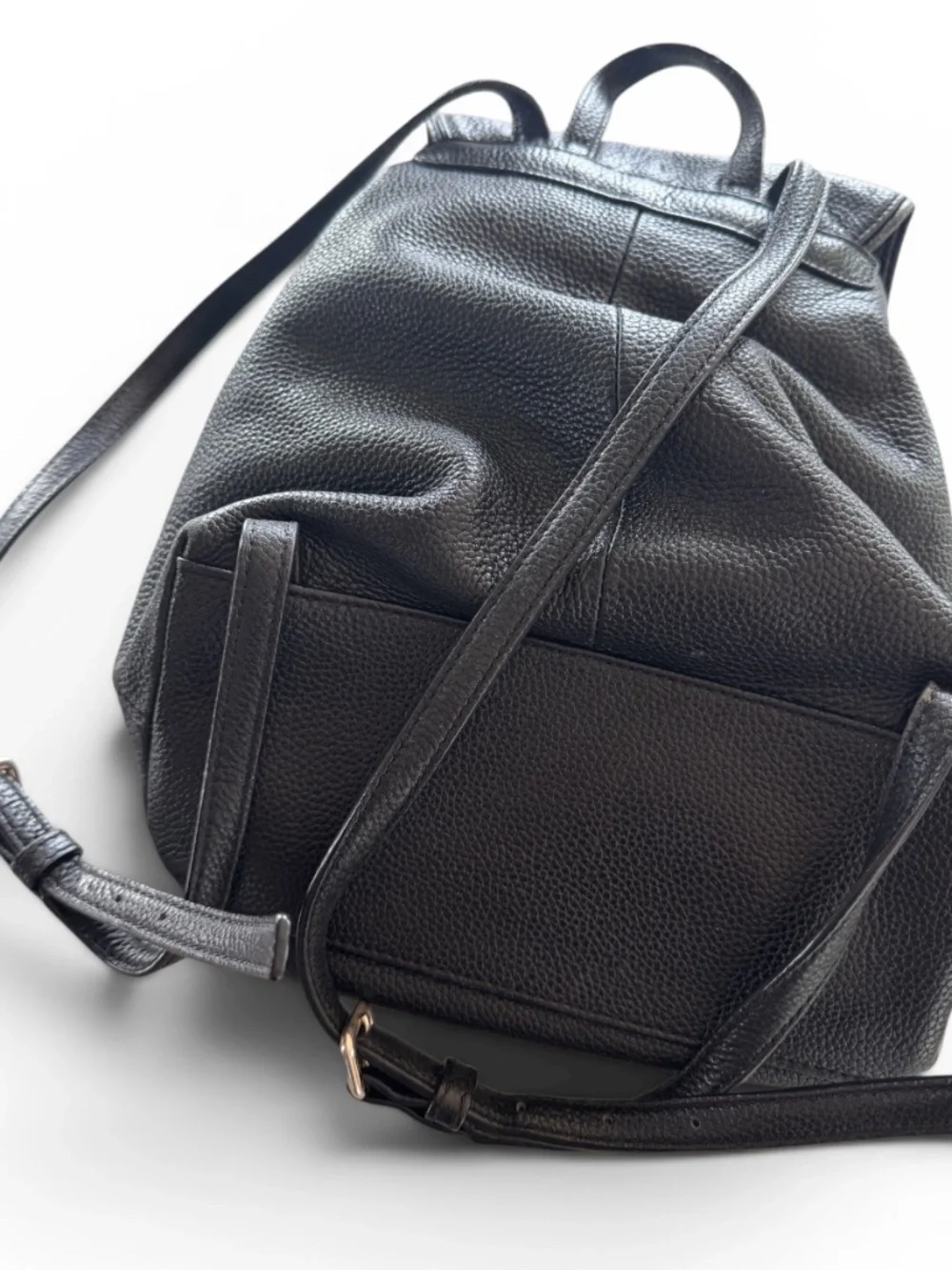 Kate Spade New York Black Pebbled Leather Backpack Purse Convertible Bag